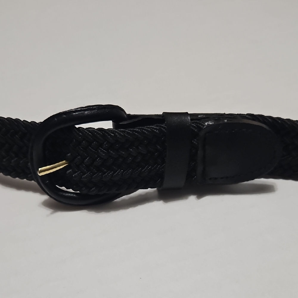 Black Braided Adjustable Belt with Gold Buckle Size XL 40/42